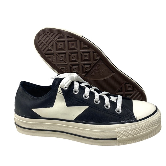 Converse Ctas Lift Platform Leather Shoes Low Momen's Black Custom 568162C-WWB - Picture 3 of 9